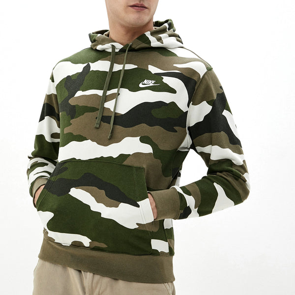 Sudadera Nike Club Hoodie Po FT Camo CJ4543222 Verde Oliva Hombre Shoelander Footwear Retail